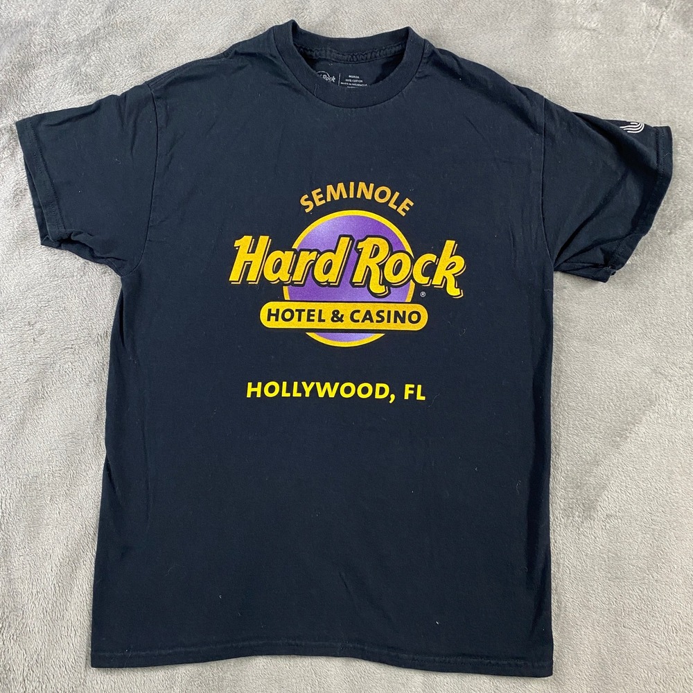 Hard Rock T-Shirt Men M Black Seminole Hotel & Casino Hollywood FL Unity Graphic